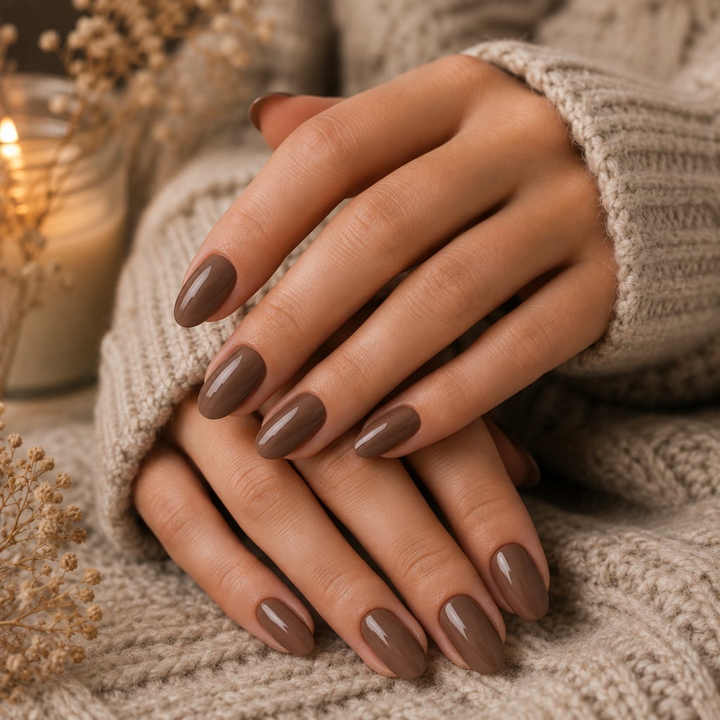 Rich Medium-Dark Brown Short Oval Nails Rich Medium-Dark Brown Short Oval Nails — Chocolate Brown Nails