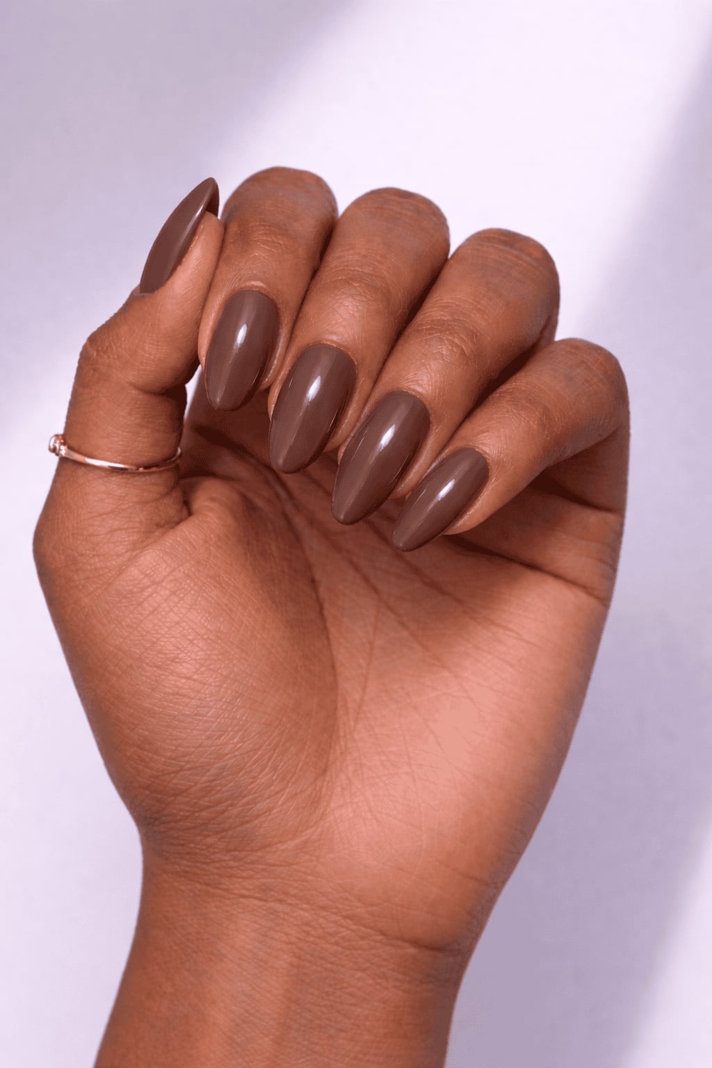 Opaque Chocolate Brown Medium Almond Nails Opaque Chocolate Brown Medium Almond Nails — Chocolate Brown Nails