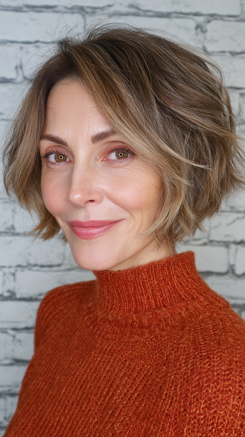 Chin Length Bob With Curtain Bangs And Face Framing — Choppy Bob
