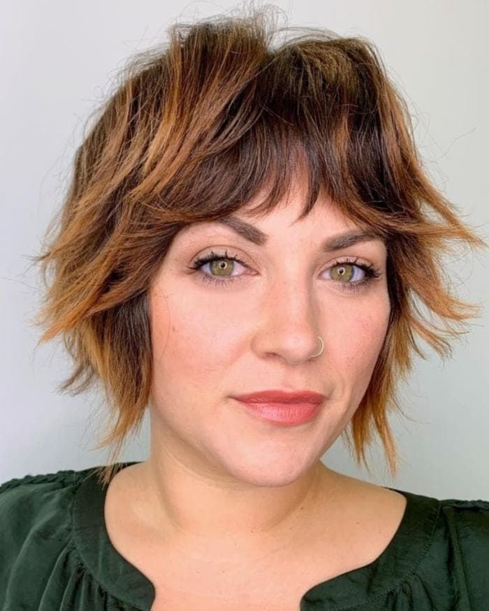 Thick Wavy Shag With Choppy Layers And Short Bangs Thick Wavy Shag With Choppy Layers And Short Bangs