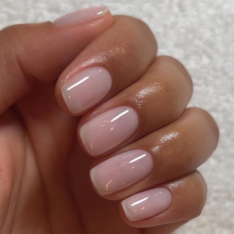 Sheer Milky Pink Short Oval Nails, Glossy Sheer Milky Pink Short Oval Nails, Glossy — Classy Nails