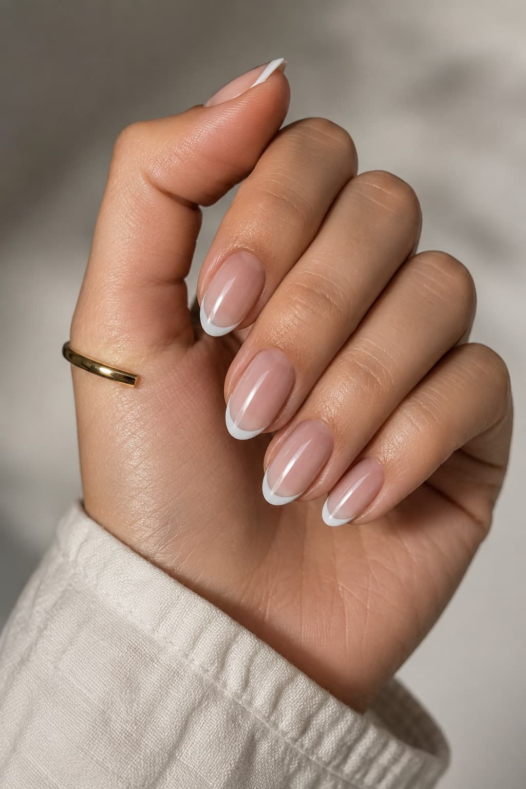 Classic French Short Oval Nails Classic French Short Oval Nails — Classy Nails