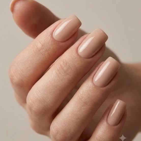 Opaque Light Beige Nude Short Square Nails Opaque Light Beige Nude Short Square Nails — Classy Nails