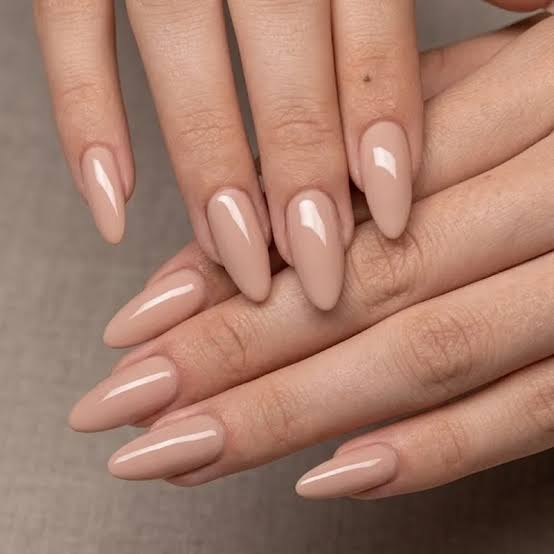 Opaque Mauve Nude Almond Nails Opaque Mauve Nude Almond Nails — Classy Nails