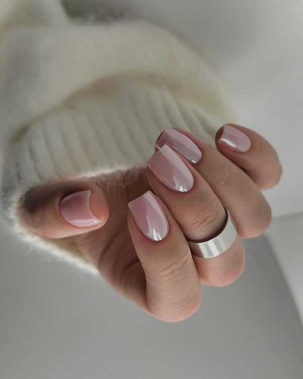 Flawless Glossy Sheer Nude Pink Nails Flawless Glossy Sheer Nude Pink Nails — Classy Short Nails