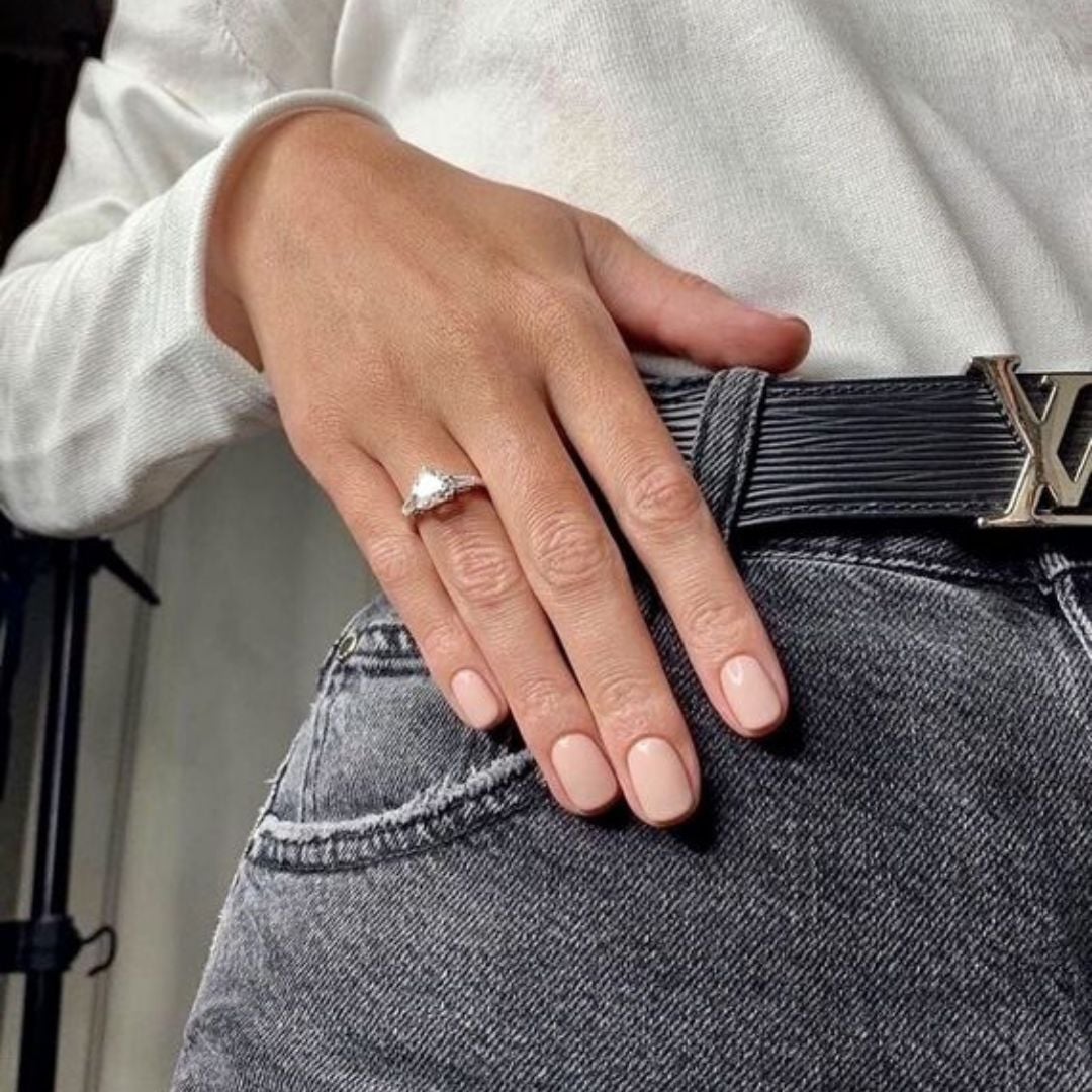 Sheer Nude Glossy Short Square Nails, Softer Variation Sheer Nude Glossy Short Square Nails, Softer Variation — Clean Girl Nails