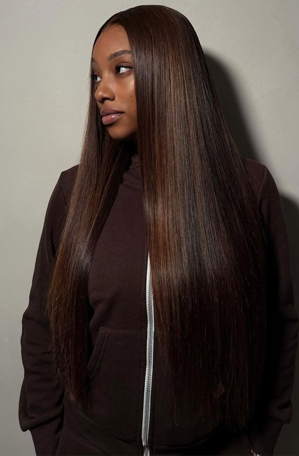 Sleek Espresso Brown With Warm Undertones Sleek Espresso Brown With Warm Undertones — Cocoa Brunette