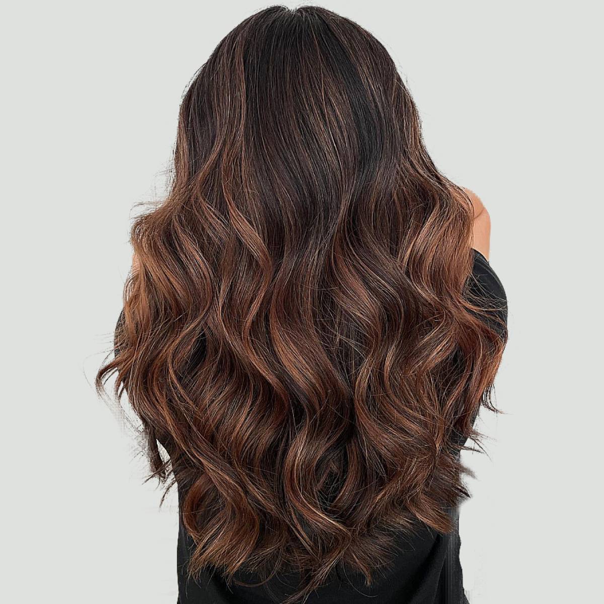 Mid-Back Dark Brown With Balayage Mid-Back Dark Brown With Balayage — Cocoa Brunette