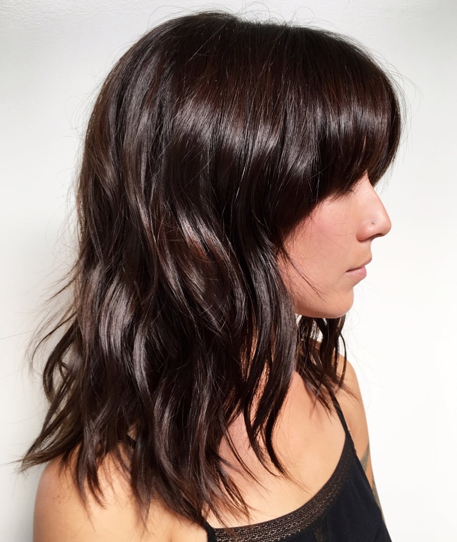 Long Dark Brown With Face-Framing Layers Long Dark Brown With Face-Framing Layers — Cocoa Brunette