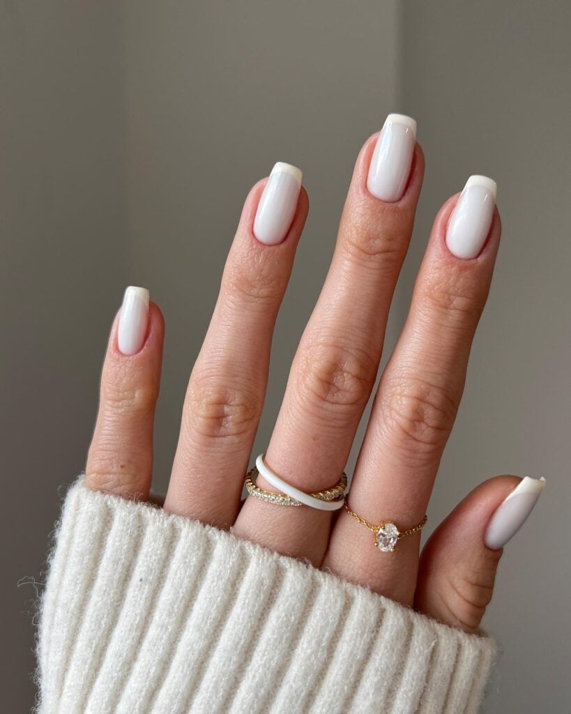 Short Square Milky White French Tip Nails Short Square Milky White French Tip Nails — College Nails