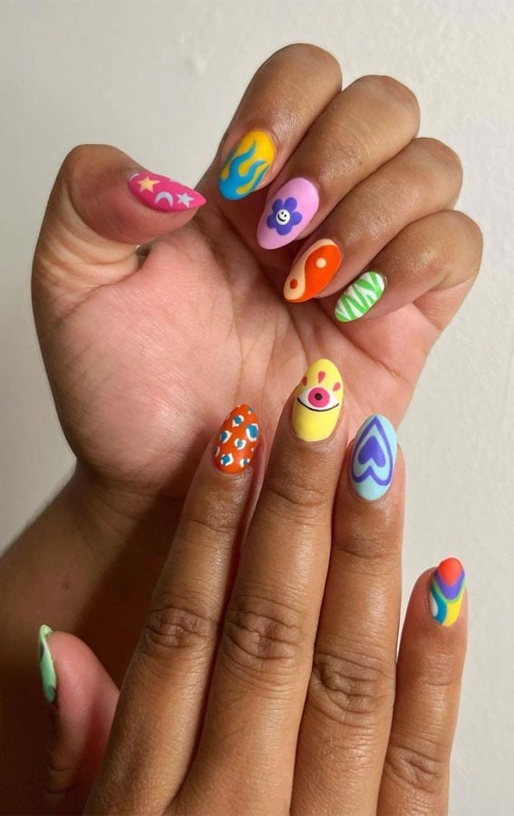 Medium Almond Pastel Marble Swirls Medium Almond Pastel Marble Swirls — Colorful Nails