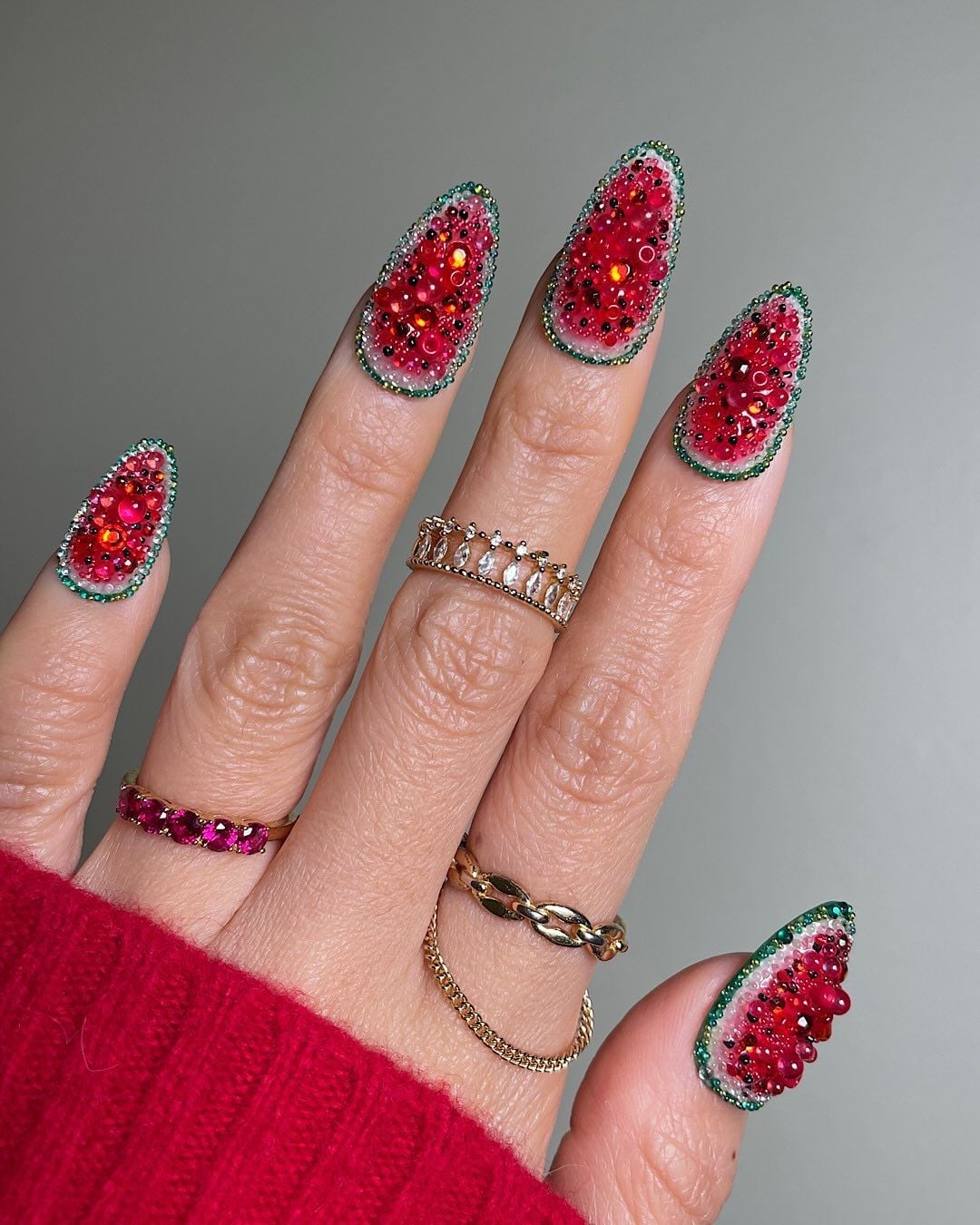 Long Coffin Watermelon Slice Nails Long Coffin Watermelon Slice Nails — Colorful Nails