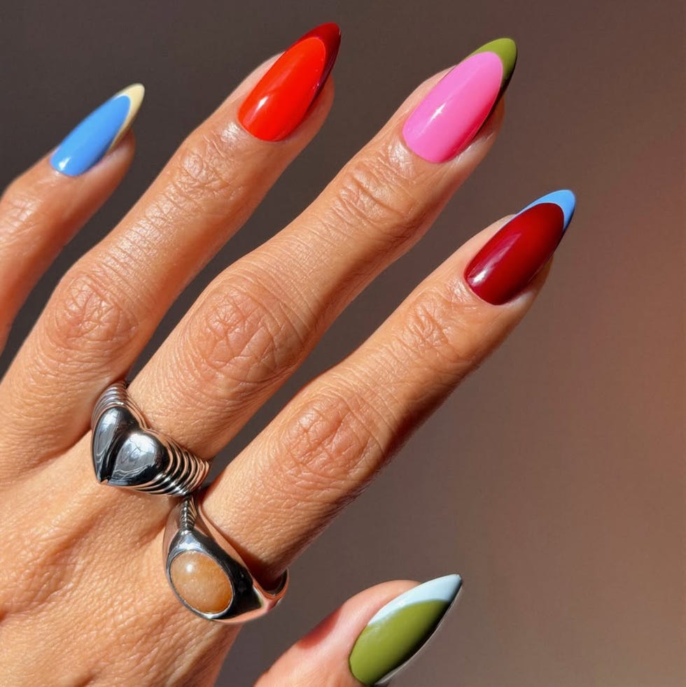 Medium Almond Color Block Nails Medium Almond Color Block Nails — Colorful Nails