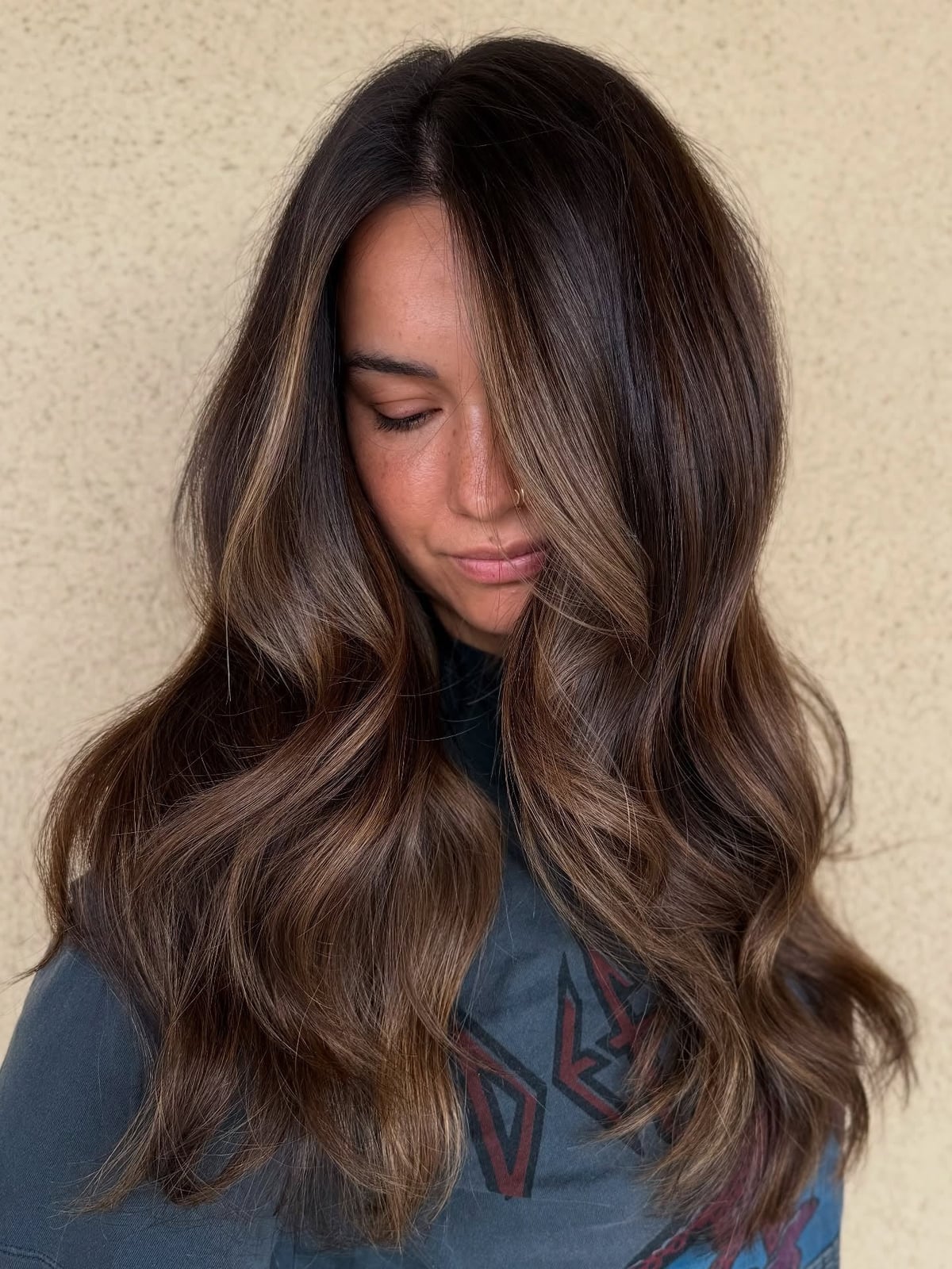 Dark Brown With Cool Ash Balayage Highlights, Mid-Back — Cool Brown Hair