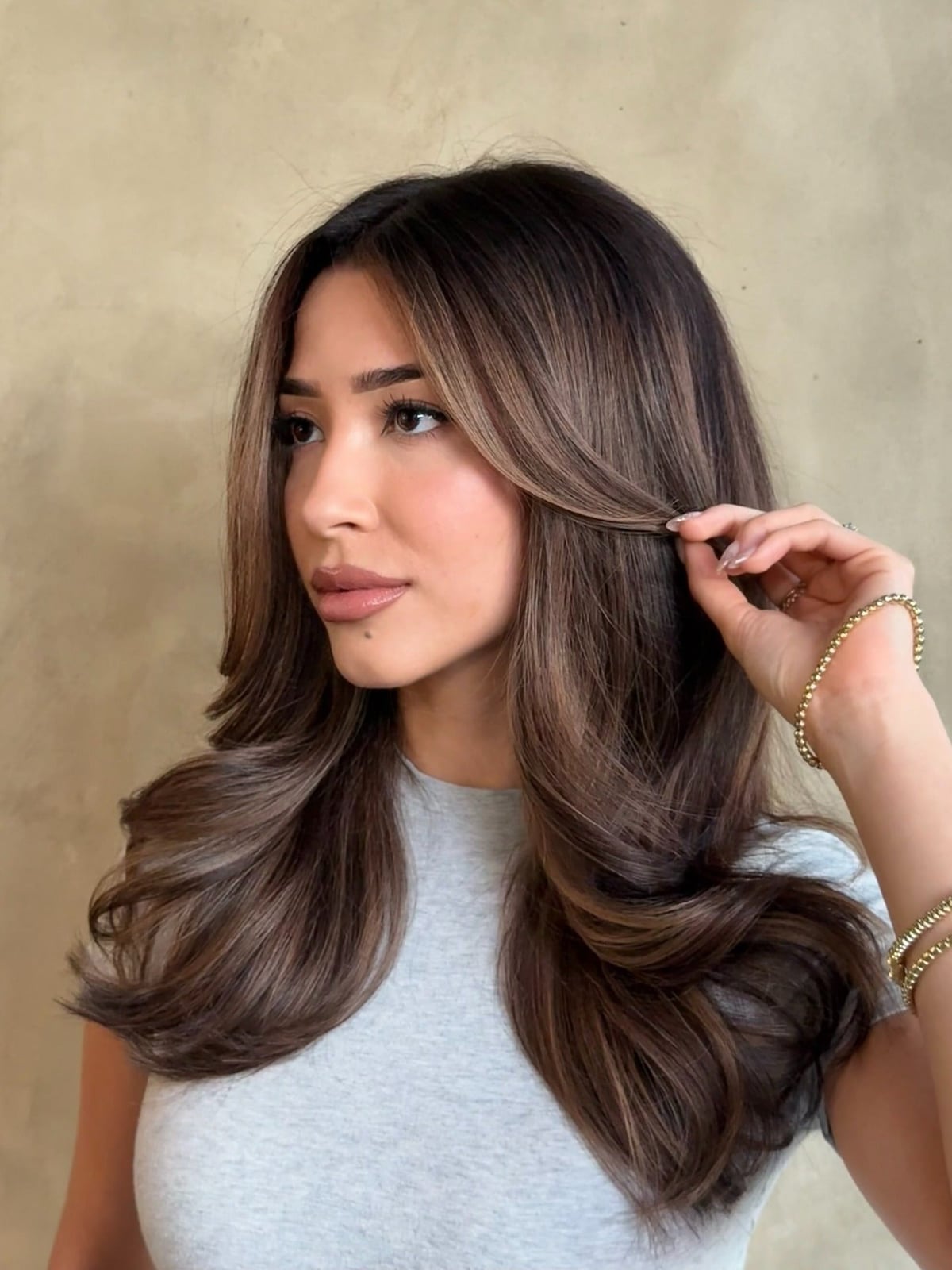 Deep Brown With Cool Ashy Highlights — Cool Brown Hair