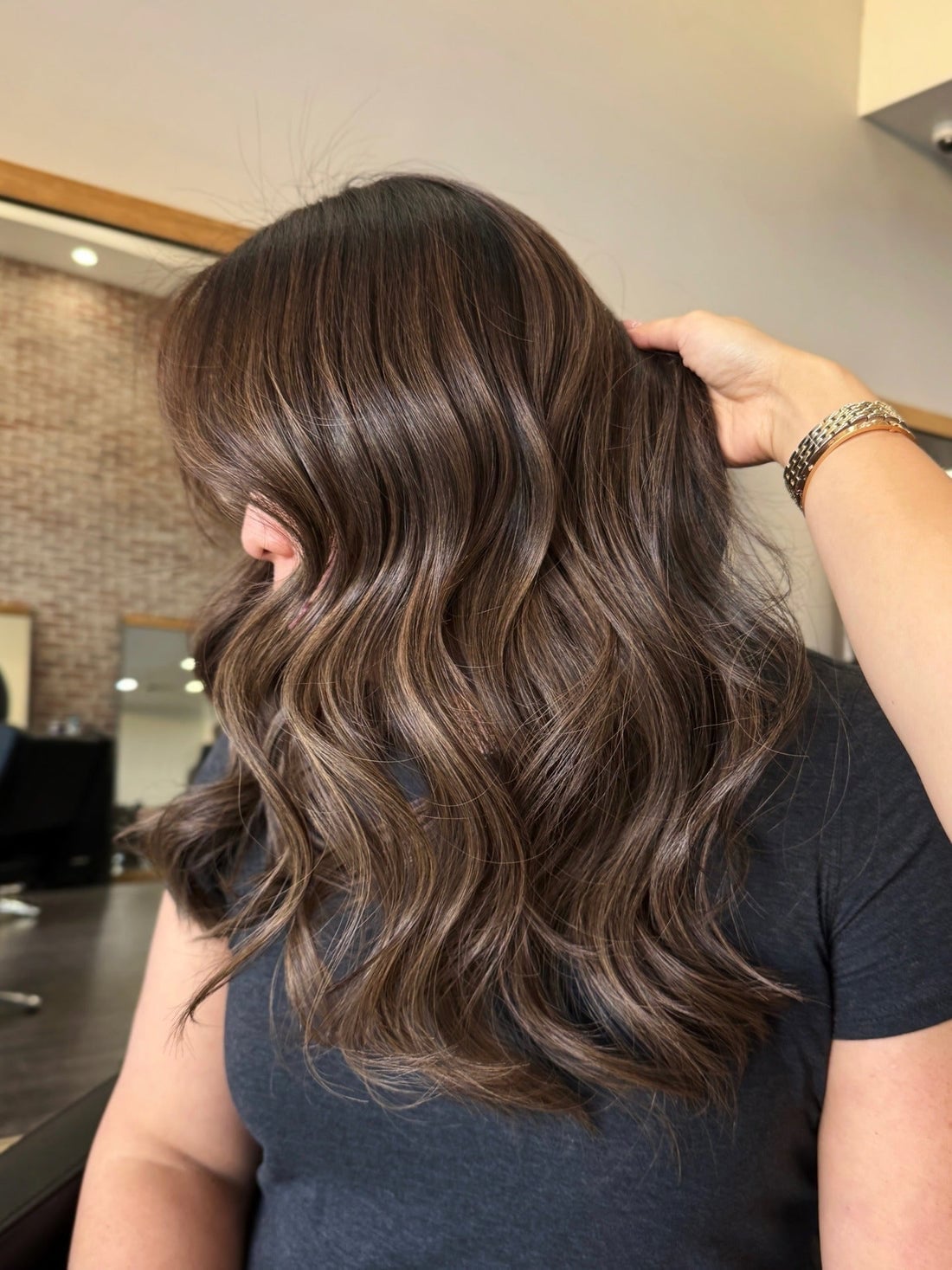Collarbone Cool Medium Brown With Ash Highlights — Cool Brown Hair
