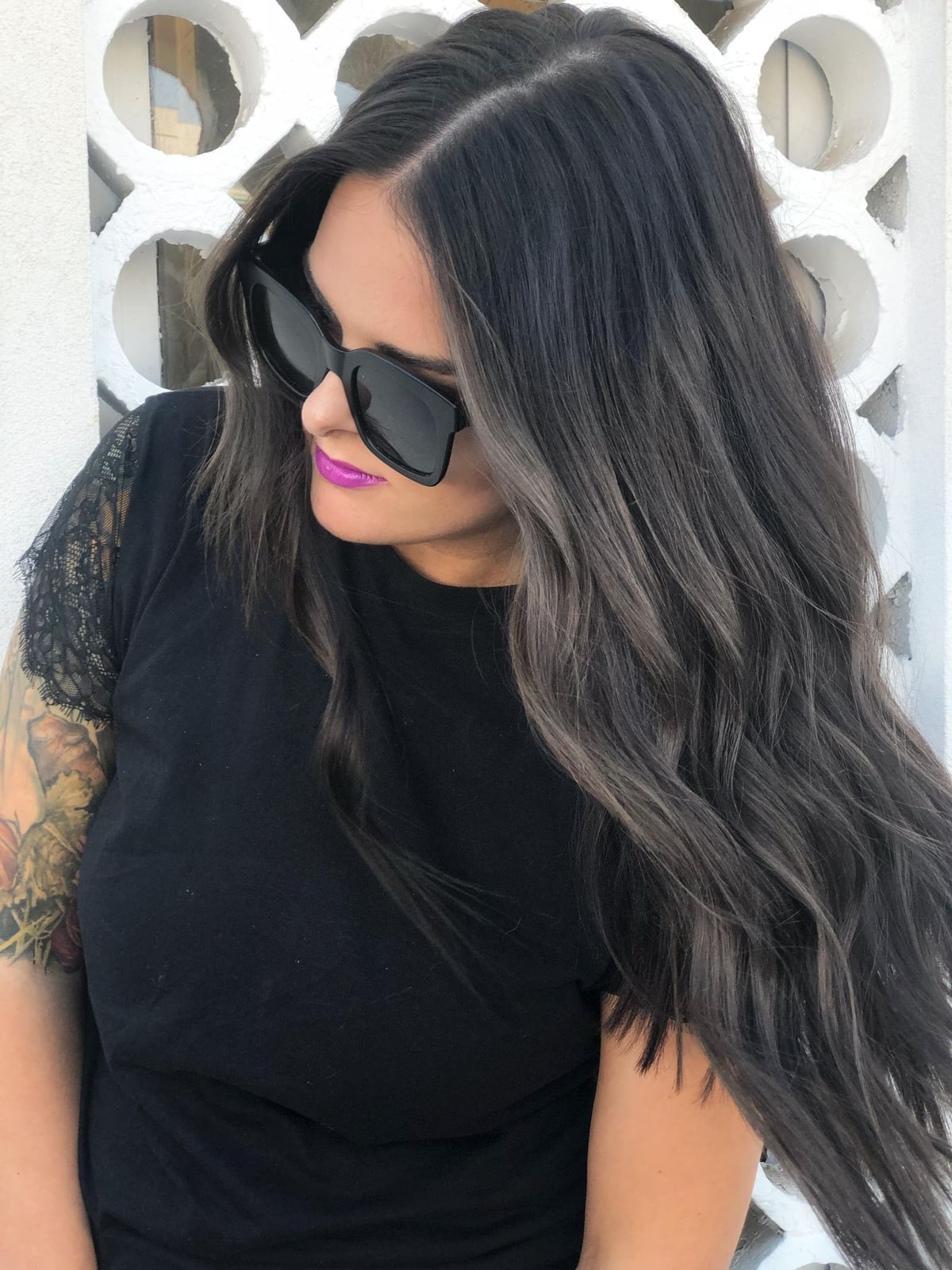 Mid-Back Dark Brown With Cool Ash Blonde Balayage, Close-Up Take — Cool Brown Hair