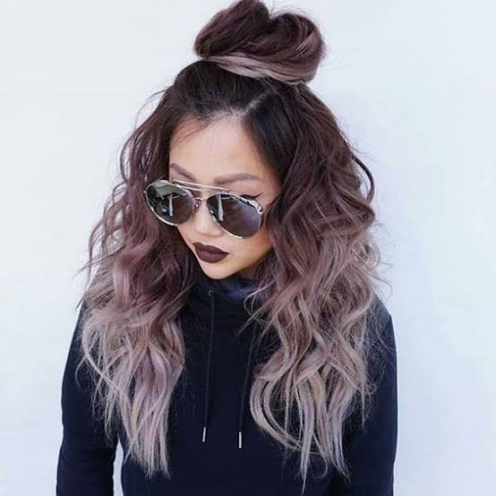 Mid-Back Dark Brown To Ash Blonde Balayage With Curtain Bangs, Wavy — Cool Brown Hair