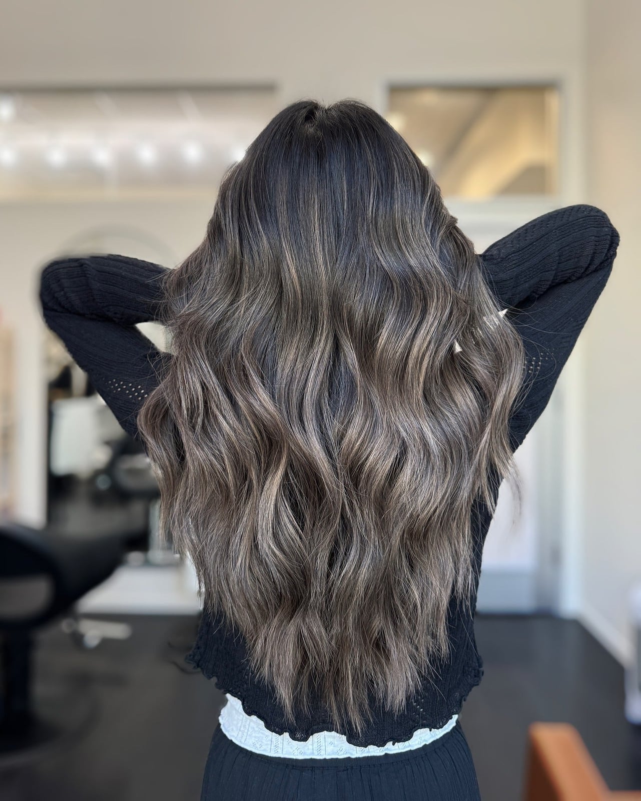 Dark Cool Brown With Ash Blonde Balayage — Cool Brown Hair