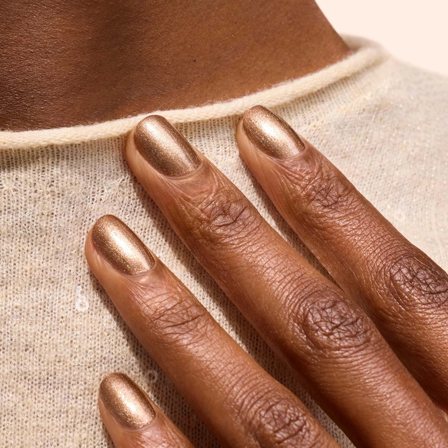 Short Square Metallic Bronze Shimmer — Copper Nails