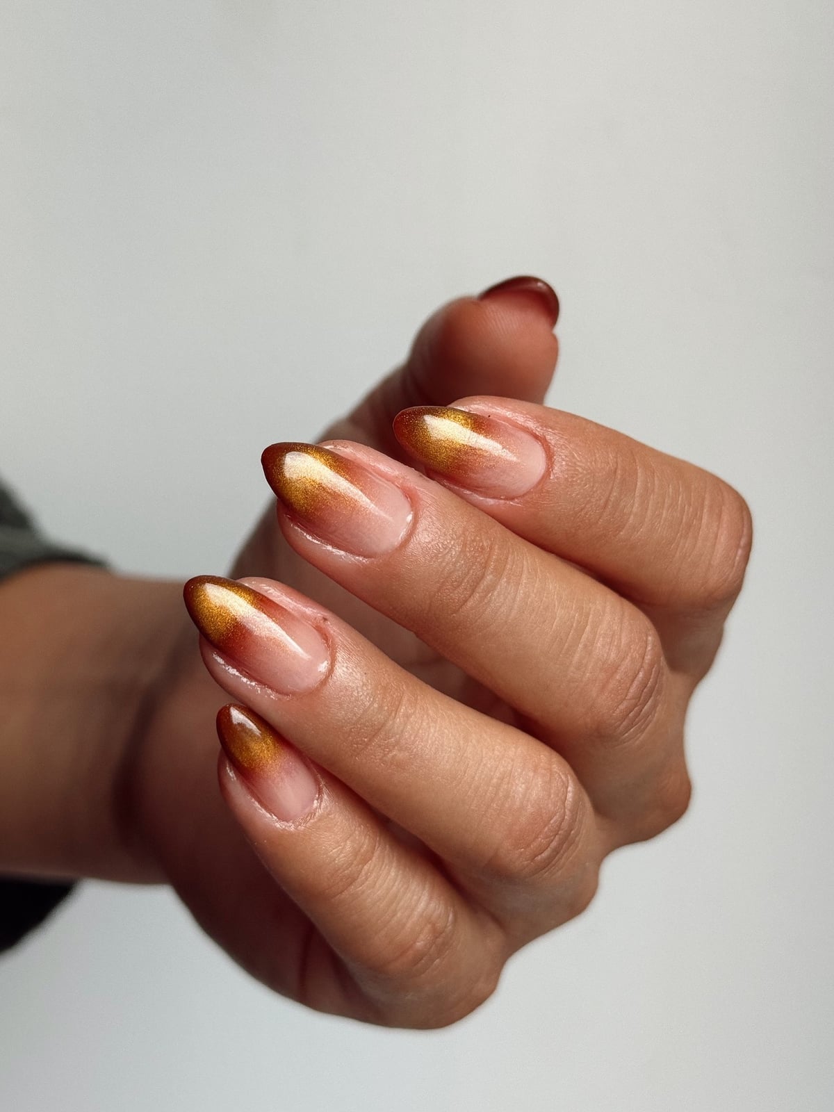 Medium Almond Gradient Copper and Gold Tips — Copper Nails