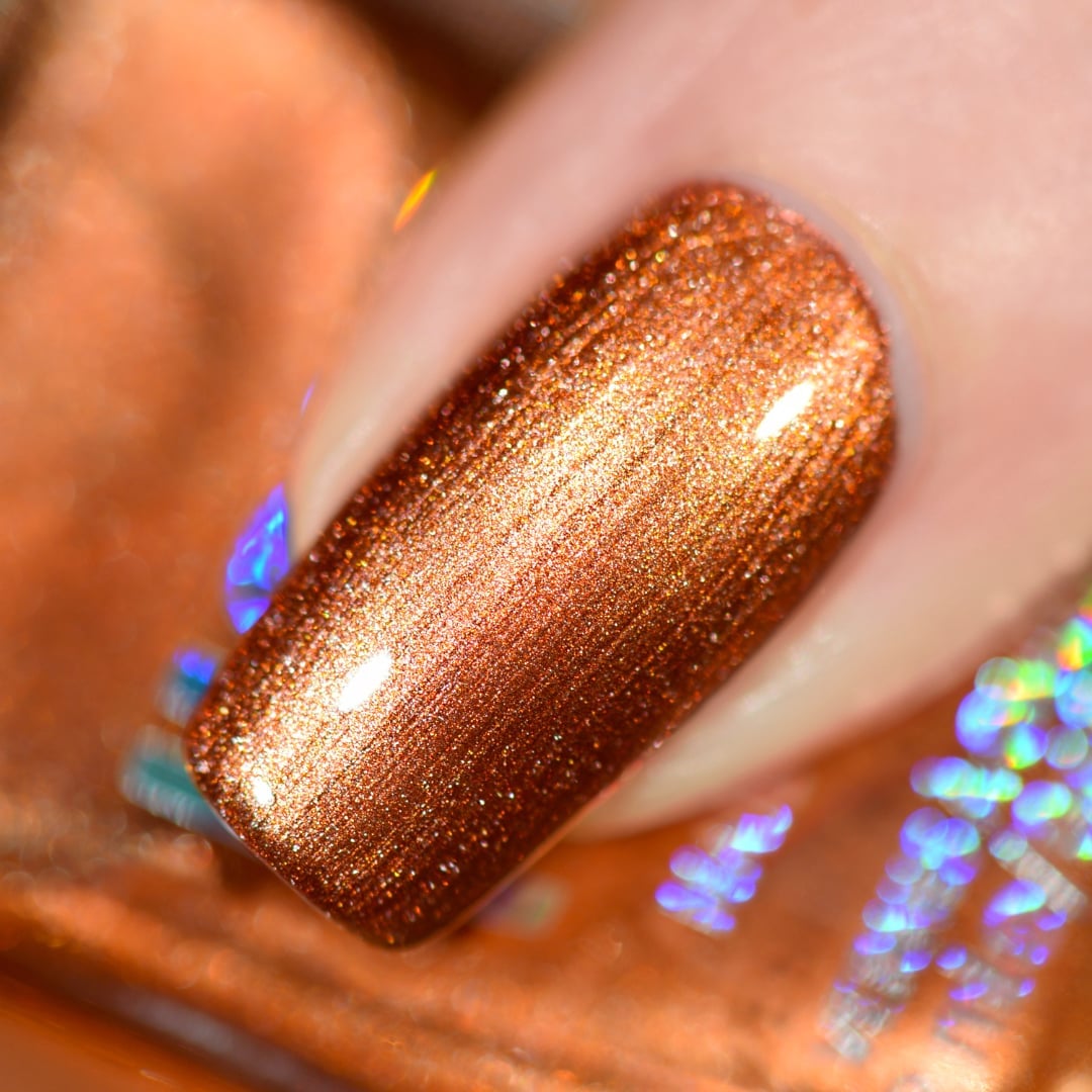 Short Square Rich Copper Holographic Glitter — Copper Nails