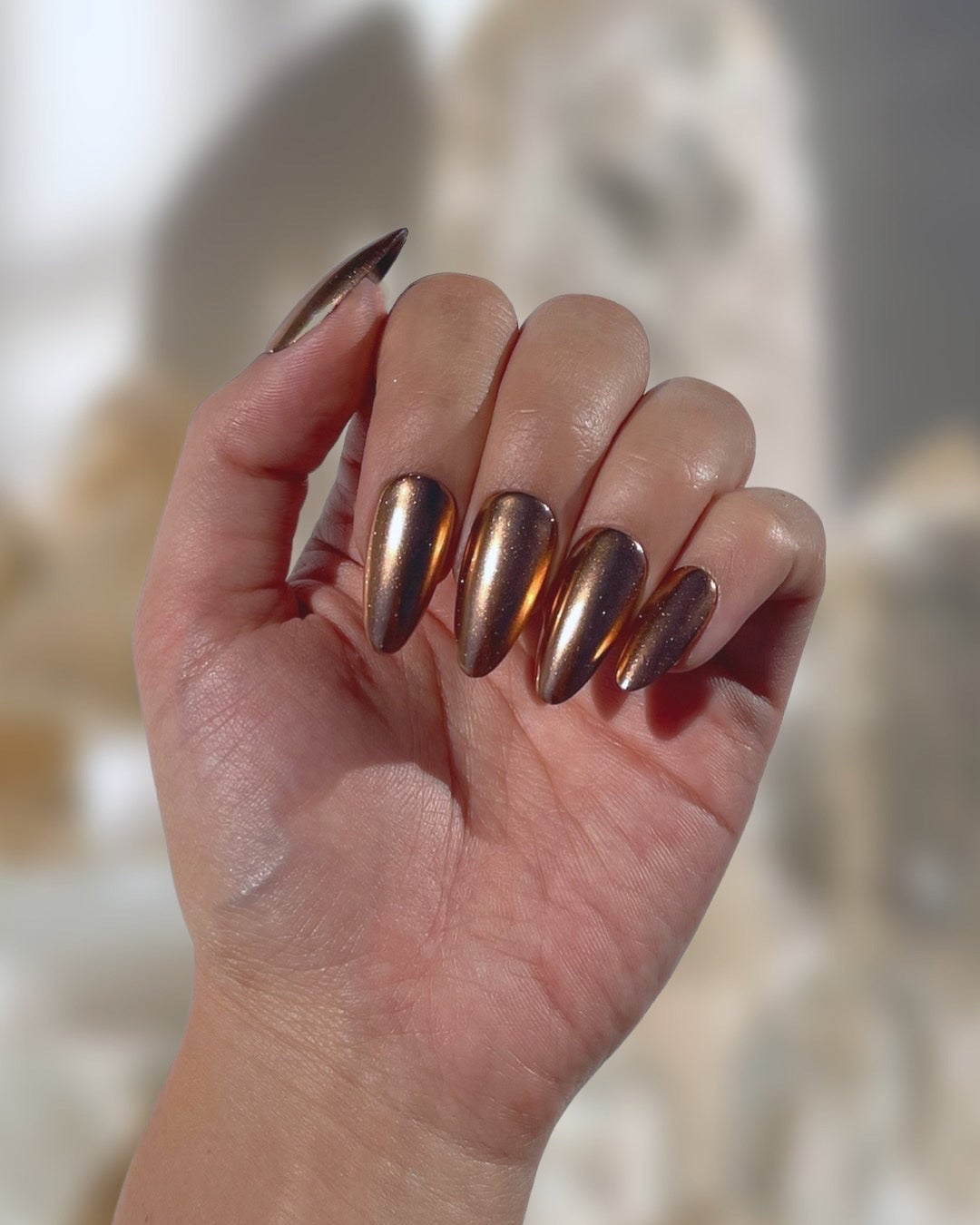 Long Stiletto Brilliant Metallic Copper — Copper Nails
