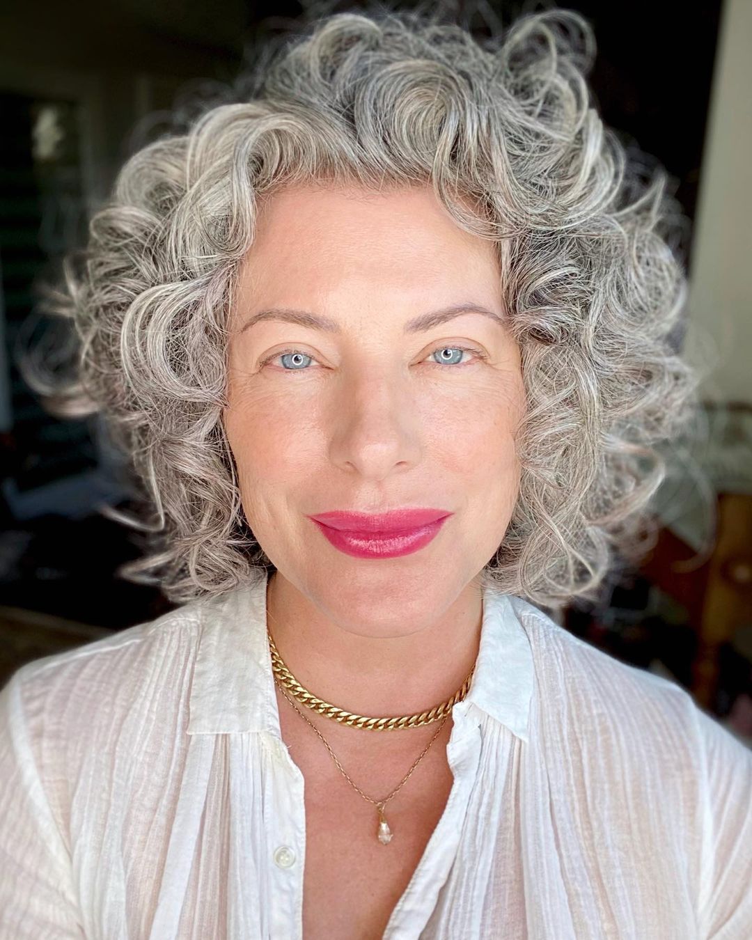 Chin Length Natural Gray Curly Bob Chin Length Natural Gray Curly Bob