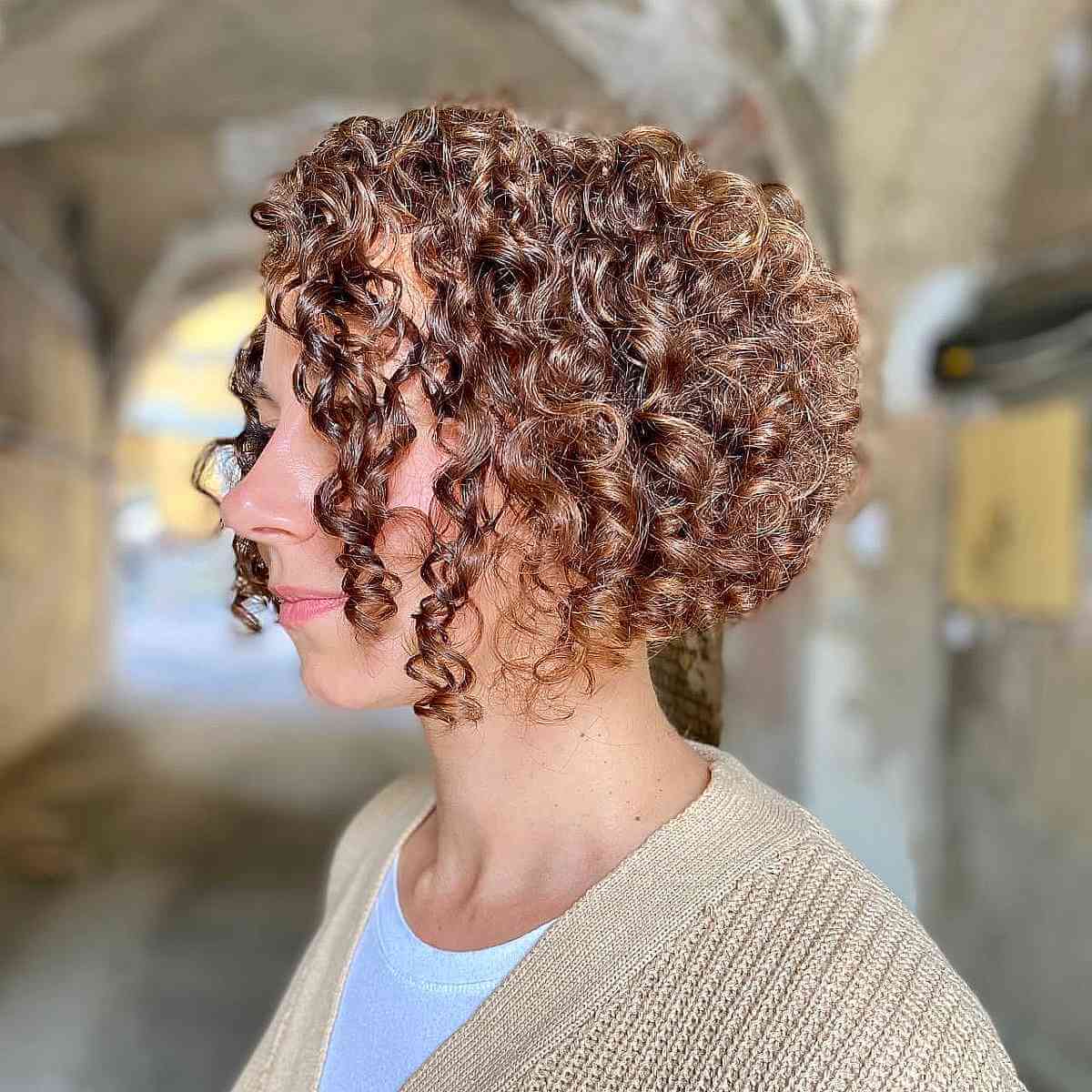 Chin Length Layered Brown Bob Auburn Highlights Chin Length Layered Brown Bob Auburn Highlights — Curly Bob