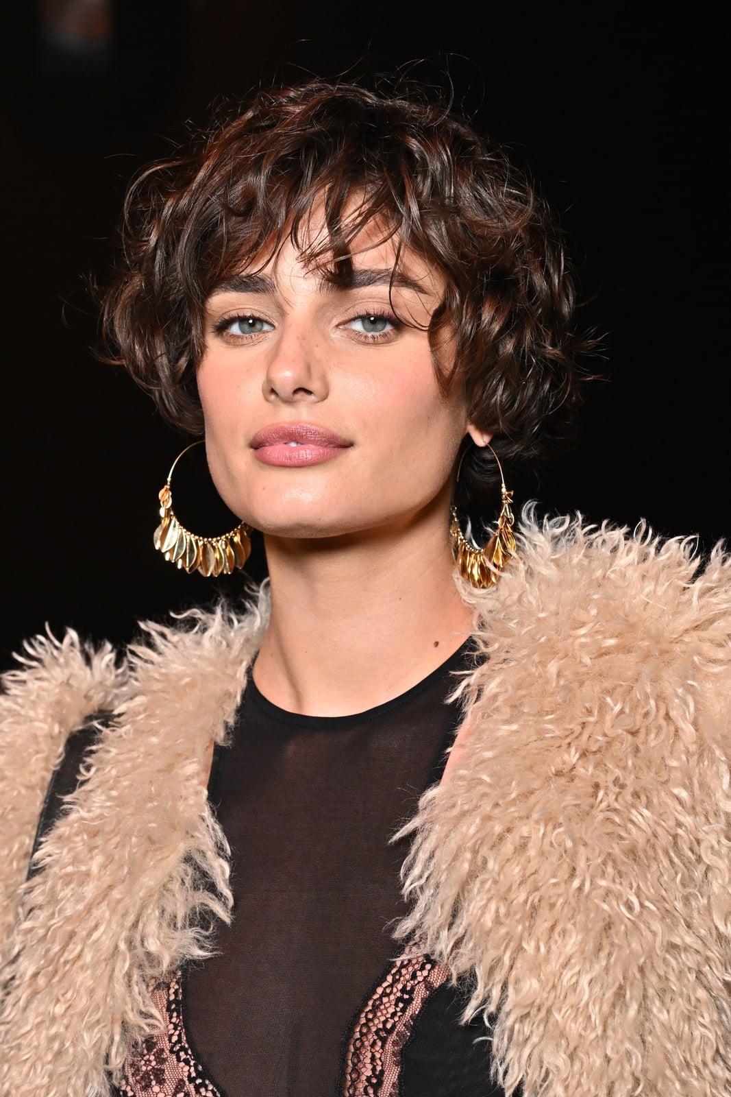 Ear Length Dark Brown Curly Bob Short Bangs Ear Length Dark Brown Curly Bob Short Bangs