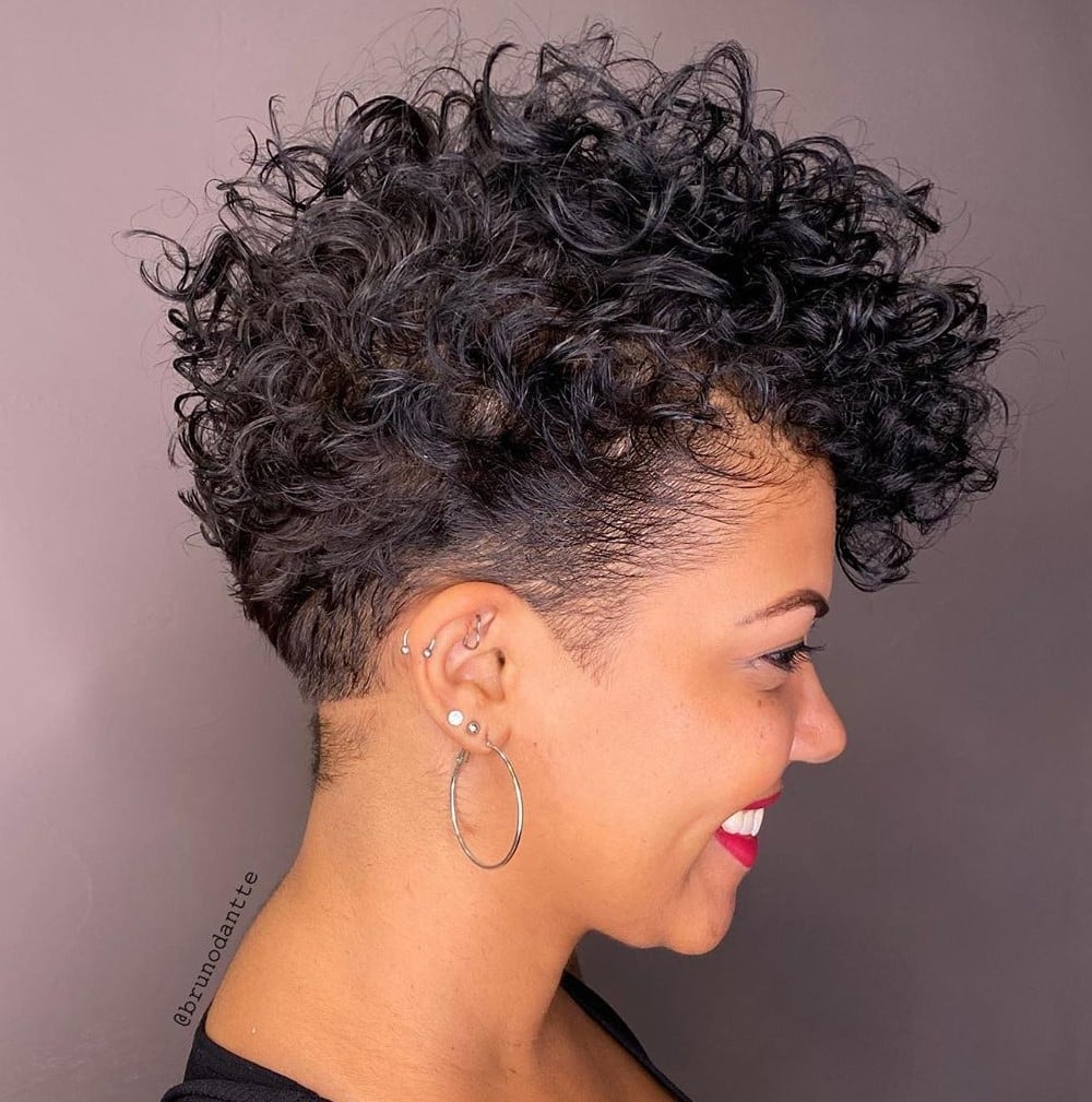 Black Curly Pixie With Undercut Black Curly Pixie With Undercut