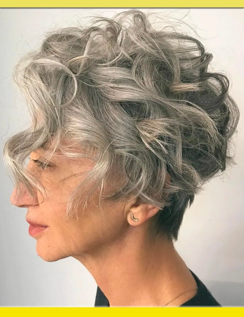 Voluminous Silver Gray Curly Pixie Voluminous Silver Gray Curly Pixie