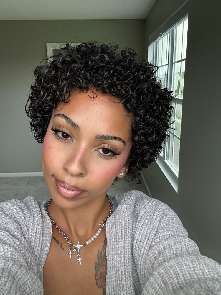 Solid Black Curly Pixie Solid Black Curly Pixie