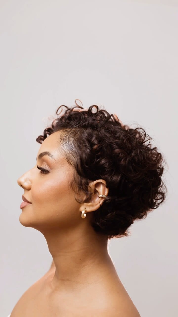 Textured Layers Dark Brown Curly Pixie Textured Layers Dark Brown Curly Pixie