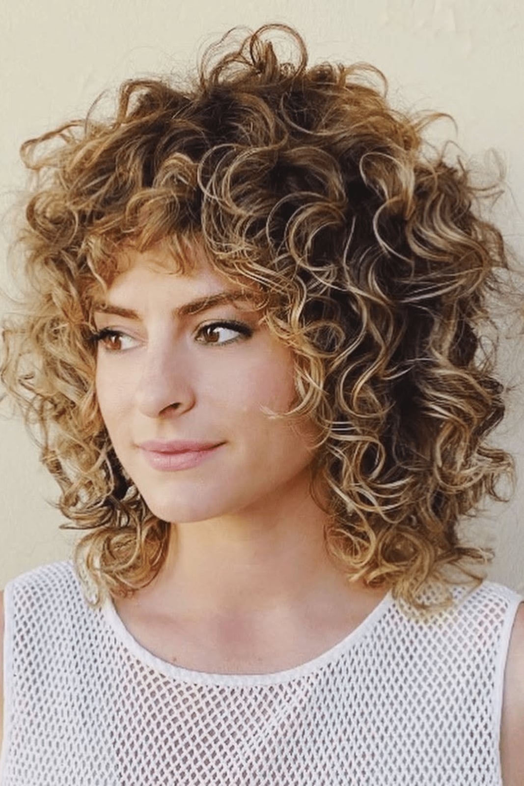 Natural Dark Brown Collarbone Curly Shag, Shoulder Natural Dark Brown Collarbone Curly Shag, Shoulder
