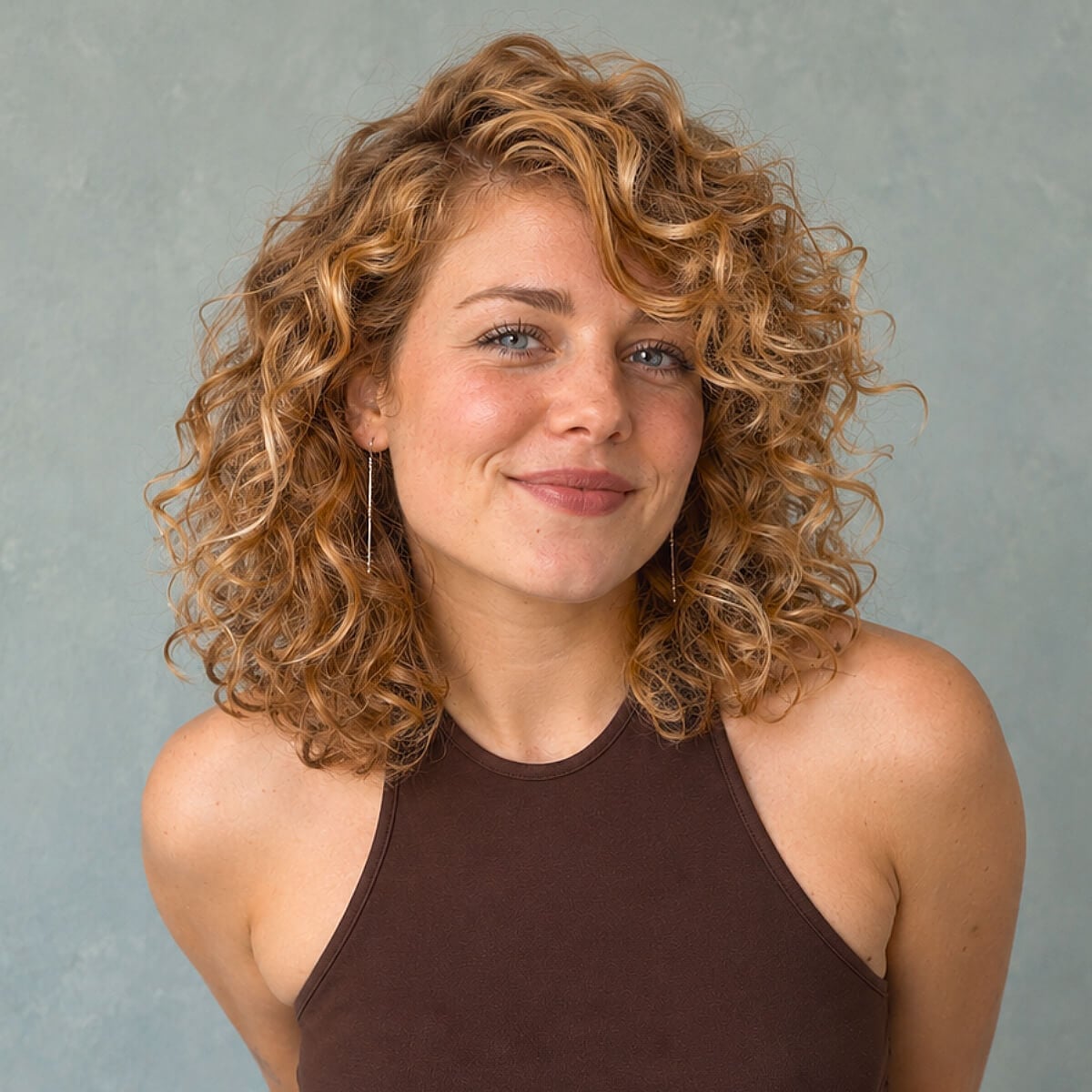 Honey Blonde Shoulder Shag With Wispy Bangs Honey Blonde Shoulder Shag With Wispy Bangs — Curly Shag