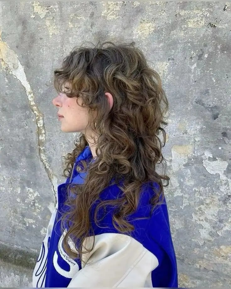 Mid-Back Curly Wolf Cut With Textured Layers
