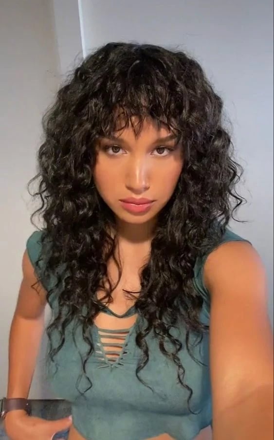 Shoulder Length Shag With Blunt Bangs — Curly Wolf Cut