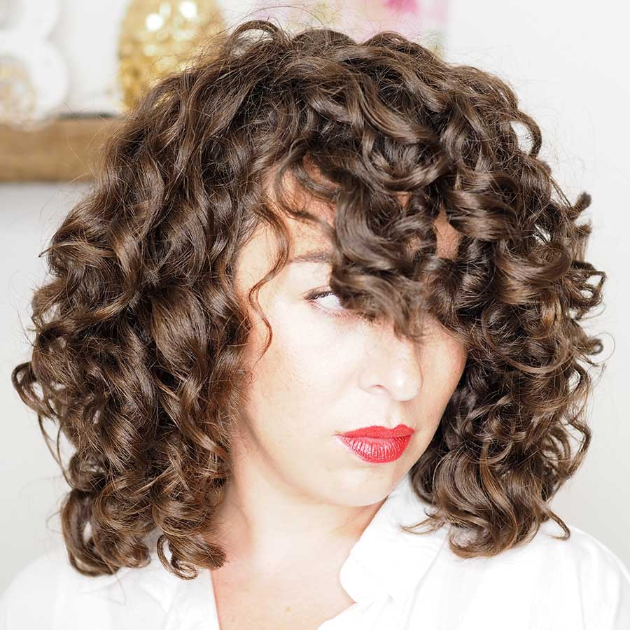 Collarbone Shag With Curtain Bangs, Medium Brown — Curly Wolf Cut