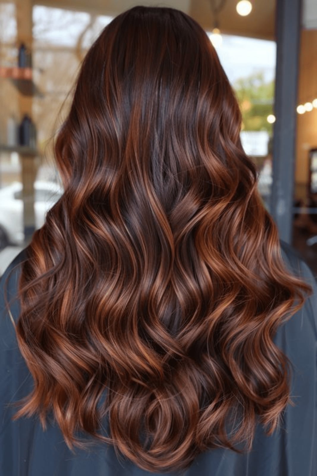 Mid-Back Layers Dark Auburn With Warm Copper Balayage — Dark Auburn Hair