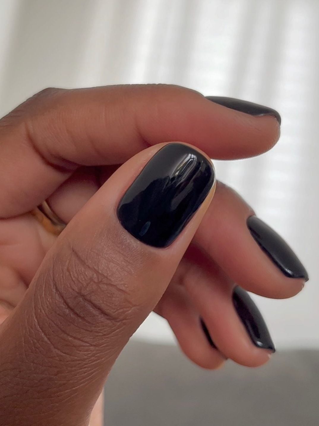 Short Square Deep High Gloss Black Nails — Dark Nails