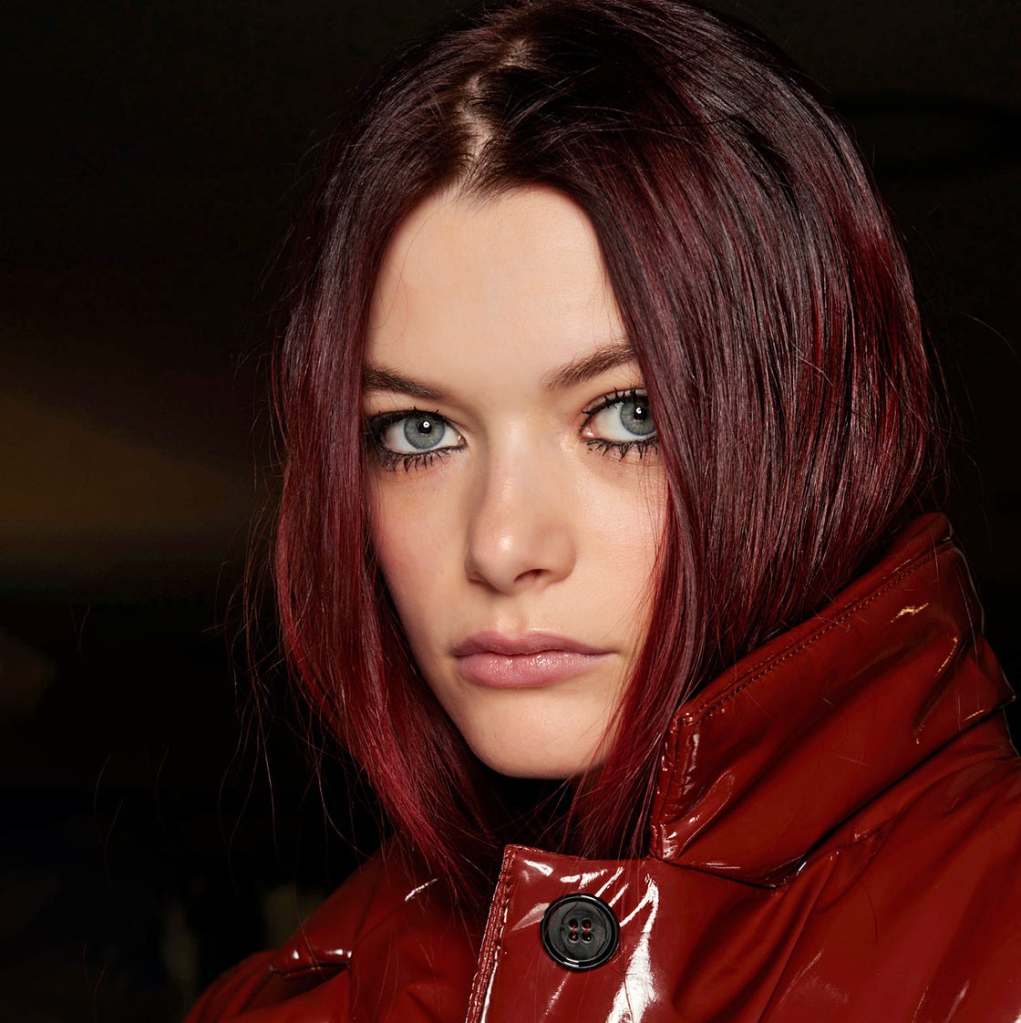 Collarbone Dark Red With Purple Undertones — Dark Red Hair