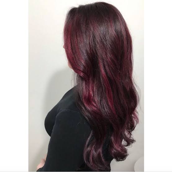 Mid-Back Dark Red With Lighter Undertones, Wavy — Dark Red Hair