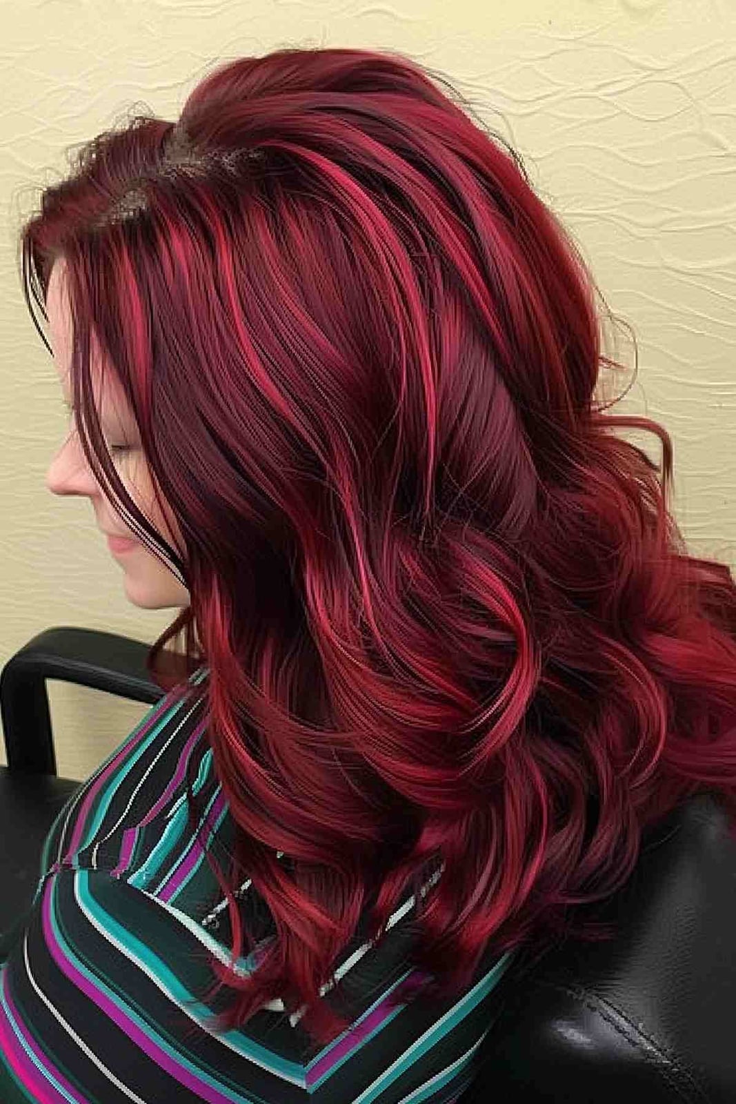 Collarbone Dark Red With Lighter Highlights — Dark Red Hair