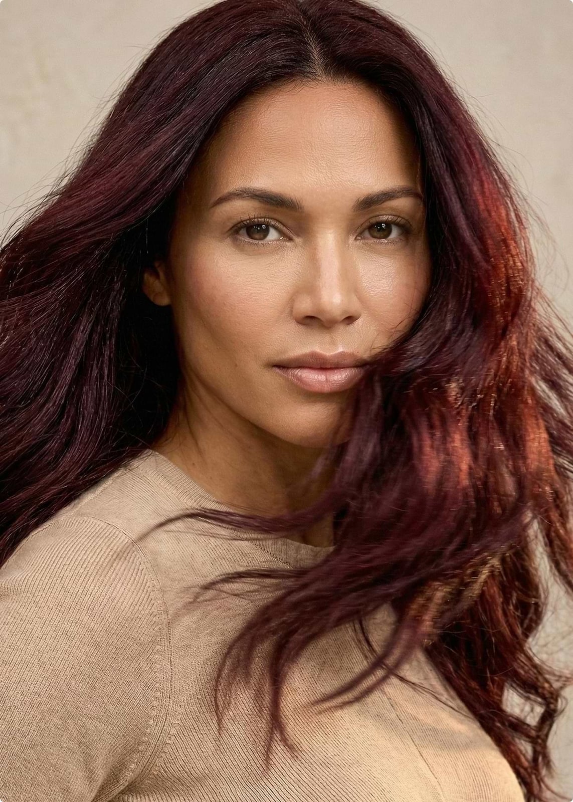 Mid-Back Dark Red With Lighter Highlights — Dark Red Hair