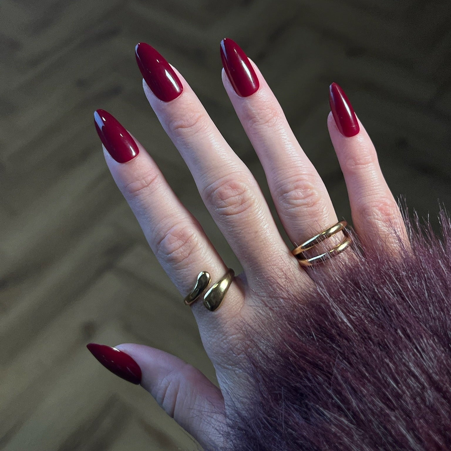 Uniform Deep Red Long Stiletto Nails — Dark Red Nails