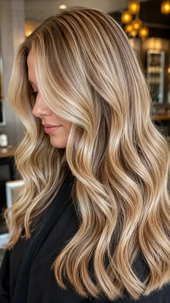 Shoulder-Length Layers With Root Shadow And Waves — Dimensional Blonde