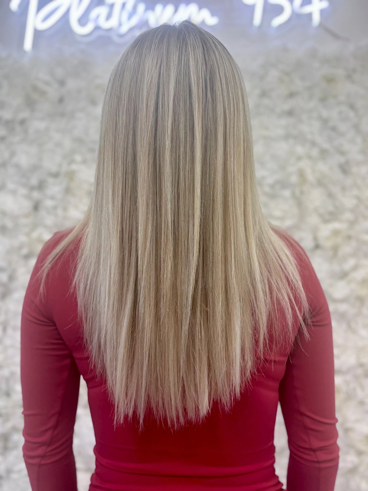 Mid-Back Straight Dimensional Blonde With Darker Roots