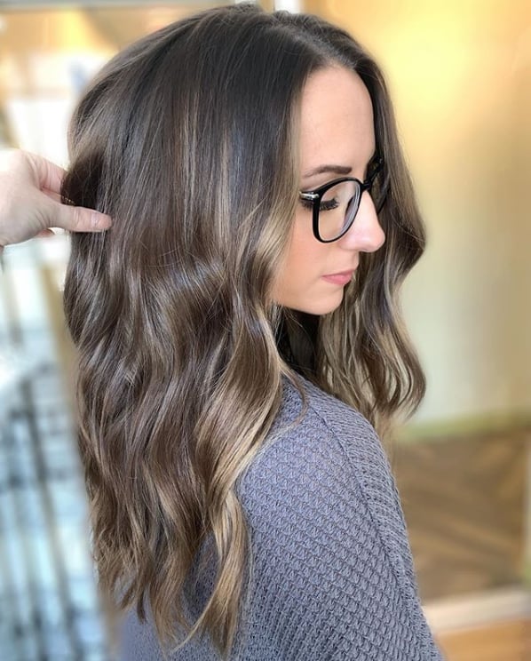 Collarbone Medium Brown With Lighter Brown Balayage — Dimensional Brunette