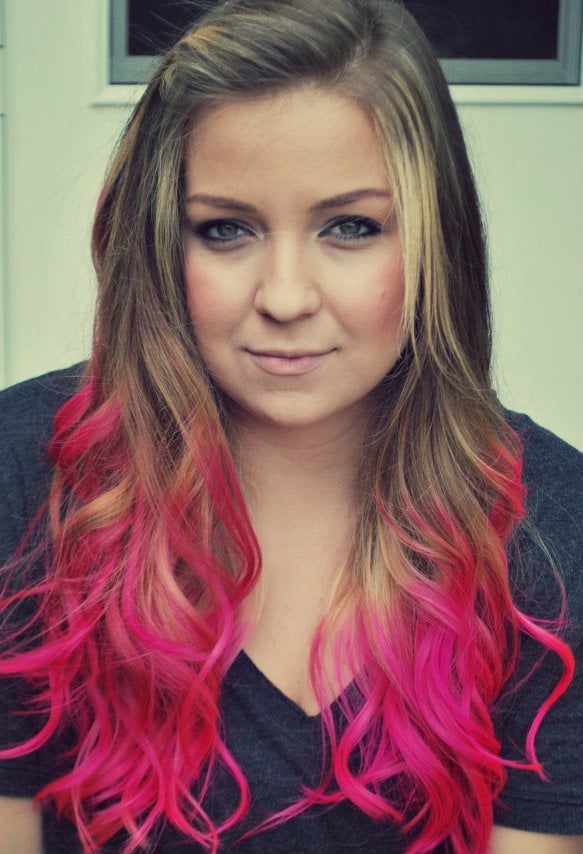 Wavy Brown Hair With Hot Pink Dip Dye — Dip Dye Hair